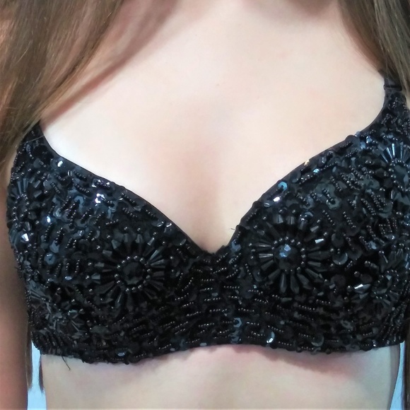 Love Culture Tops - EDM Festival Black Beaded Bra (NWT)